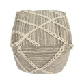 Rope Square Pouf, Gray and Ivory