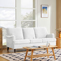 3 Seater Sofa Velvet Couches for Living Room, Sofas white-metal-pillow back-pine-foam-velvet-3 seat