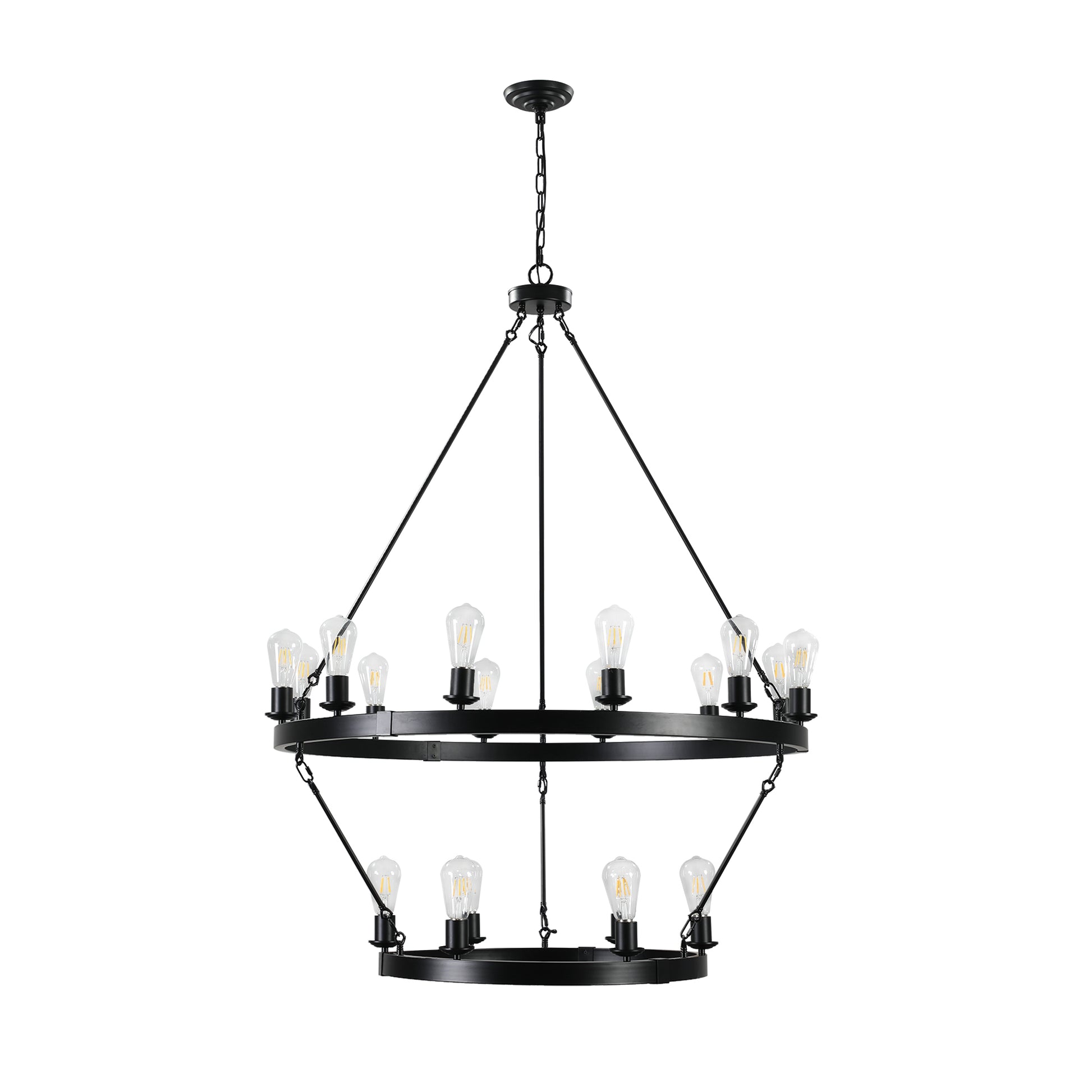 Retro style Large 2 Tier circular ceiling Ironwork black-retro-iron