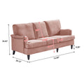 3 Seater Sofa Velvet Couches for Living Room, Sofas pink-metal-pillow back-pine-foam-velvet-3 seat