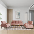 3 Seater Sofa Velvet Couches for Living Room, Sofas pink-metal-pillow back-pine-foam-velvet-3 seat