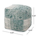 Ocean Square Pouf, Teal and Beige