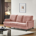 3 Seater Sofa Velvet Couches for Living Room, Sofas pink-metal-pillow back-pine-foam-velvet-3 seat