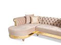 Julia Gold Detailed Tufted Upholstery Sectional made taupe-velvet-wood-primary living