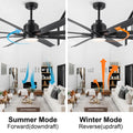 72'' Indoor Smart Black Ceiling Fan With Led