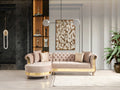 Julia Gold Detailed Tufted Upholstery Sectional made taupe-velvet-wood-primary living