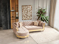 Julia Gold Detailed Tufted Upholstery Sectional made taupe-velvet-wood-primary living