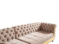 Julia Gold Detailed Tufted Upholstery Sectional made taupe-velvet-wood-primary living