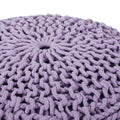 Bordeaux Knitted Cotton Round Pouf, Lavender lavender-cotton