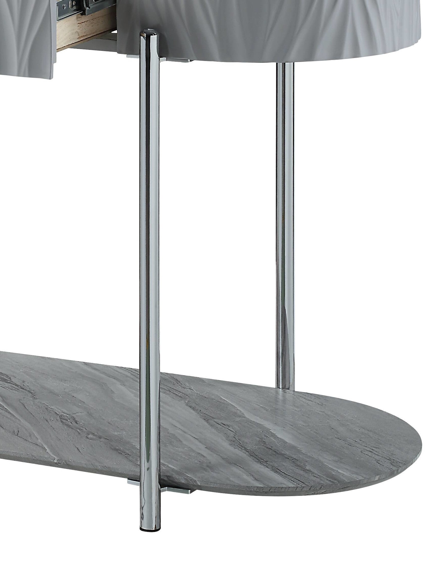 Acme Yukino Sofa Table, Gray High Gloss & Chrome