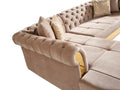 Julia Gold Detailed Tufted Upholstery Sectional made taupe-velvet-wood-primary living