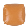 Candy Contemporary Faux Leather Suqare Pouf, Caramel caramel-faux leather