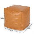 Candy Contemporary Faux Leather Suqare Pouf, Caramel caramel-faux leather