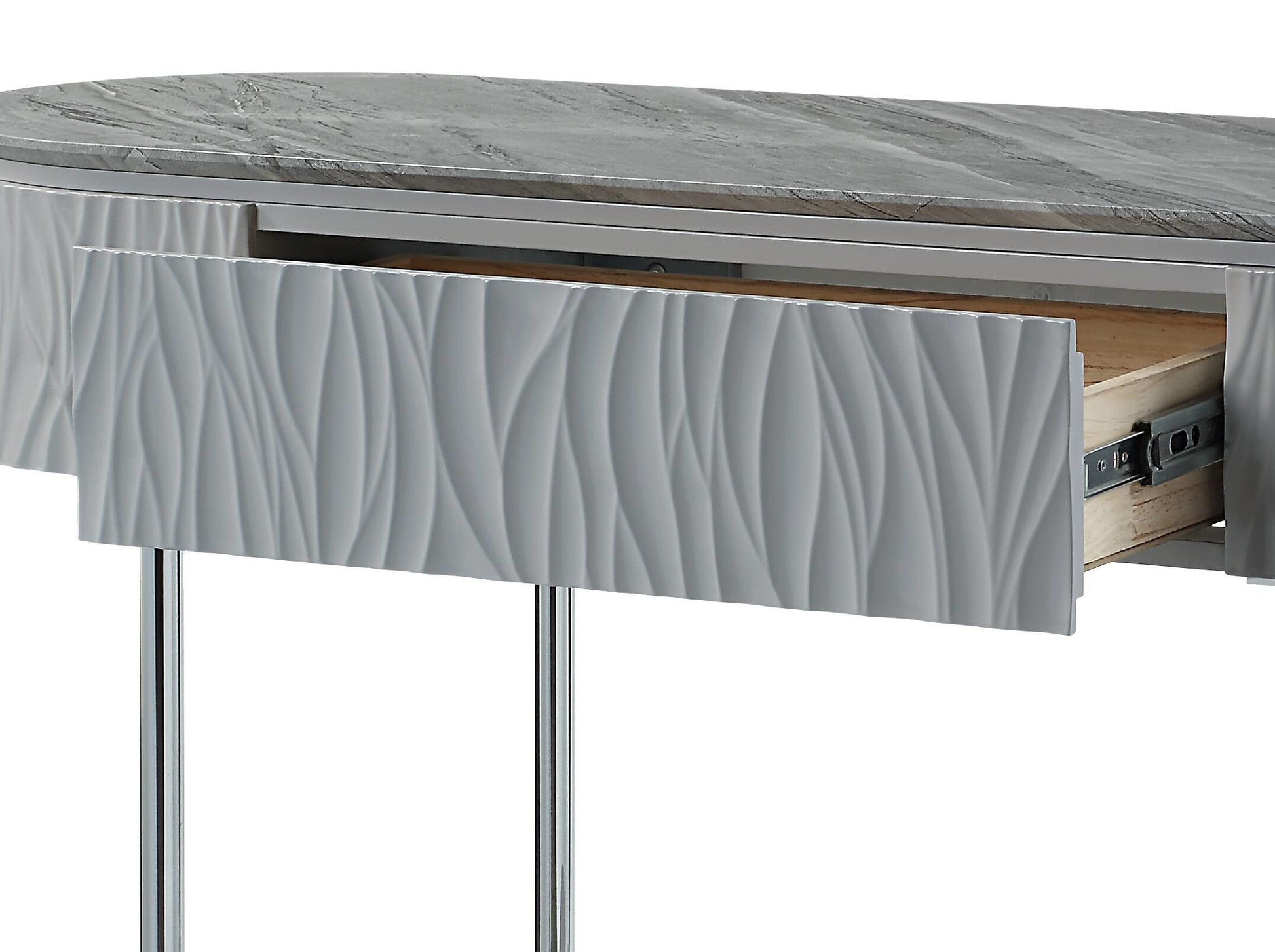 Acme Yukino Sofa Table, Gray High Gloss & Chrome