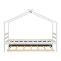 Twin Size House shaped Bed with Trundle,White twin-white-wood-bedroom-american design-pine-bed