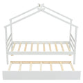 Twin Size House shaped Bed with Trundle,White twin-white-wood-bedroom-american design-pine-bed