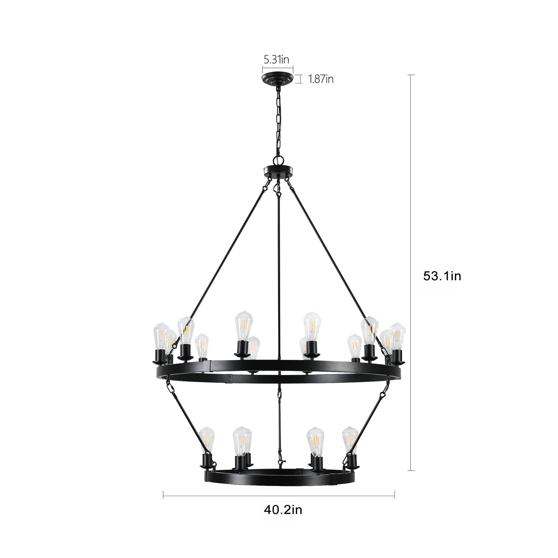 Retro style Large 2 Tier circular ceiling Ironwork black-retro-iron