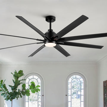 72'' Indoor Smart Black Ceiling Fan With Led