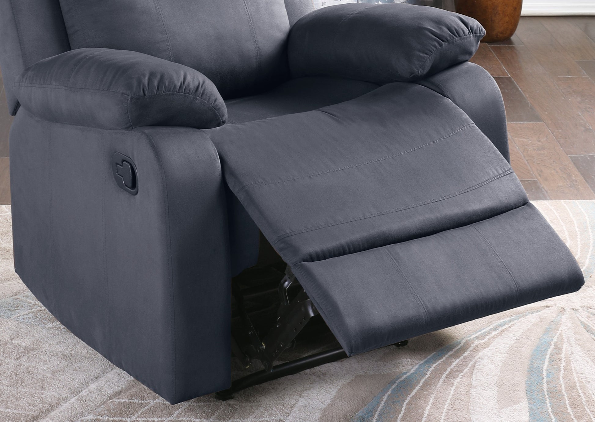 Elegant Modern Ebony Color Microfiber Motion Recliner ebony-microfiber-manual-handle-metal-primary