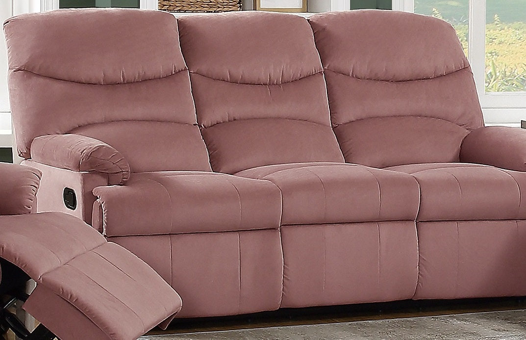 Luxurious Velvet Blush Pink Color 3 Seater Manual pink-velvet-manual-handle-metal-primary living