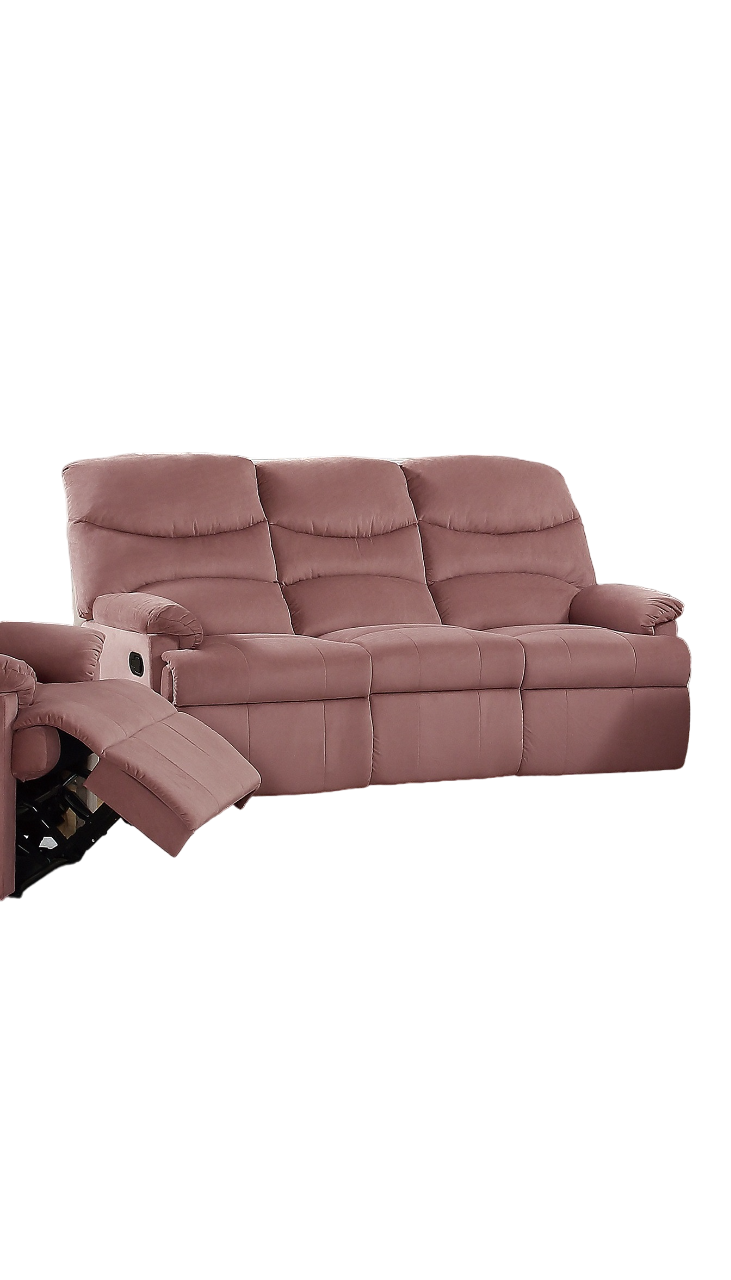 Luxurious Velvet Blush Pink Color 3 Seater Manual pink-velvet-manual-handle-metal-primary living