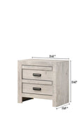 1pc Contemporary Nightstand End Table with Two Storage beige gray+white-2 drawers-bedside cabinet-wood