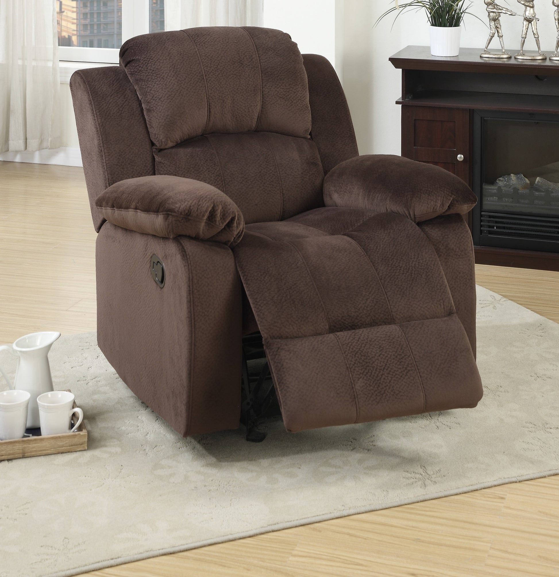Motion Recliner Chair 1pc Rocker Recliner Couch Living brown-primary living