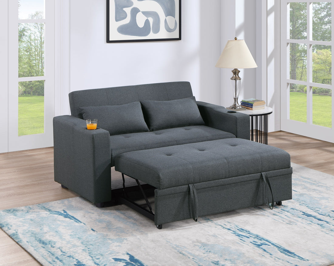 Contemporary Charcoal Sleeper Sofa Pillows Plush charcoal-wood-primary living