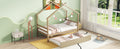 Twin Size House shaped Bed with Trundle,Natural twin-natural-wood-bedroom-american