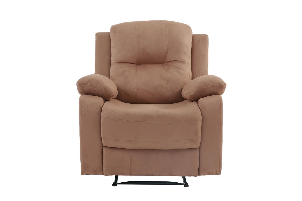 Elegant Modern Peat Color Microfiber Motion Recliner grey+brown-microfiber-manual-handle-metal-primary