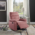 Luxurious Velvet Blush Pink Color Motion Recliner pink-velvet-manual-handle-metal-primary living