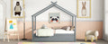 Twin Size House shaped Bed with Trundle,Grey twin-grey-wood-bedroom-american design-pine-bed