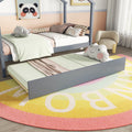 Twin Size House shaped Bed with Trundle,Grey twin-grey-wood-bedroom-american design-pine-bed