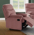 Luxurious Velvet Blush Pink Color 1pc Motion Recliner pink-velvet-manual-handle-metal-primary living