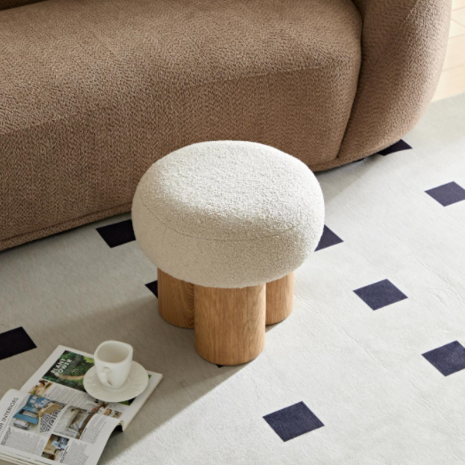 W8017 1 Mushroom Stool, Grieg Plush Cushion,