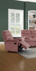 Luxurious Velvet Blush Pink Color 1pc Motion Recliner pink-velvet-manual-handle-metal-primary living