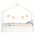 Twin Size House shaped Bed with Trundle,White twin-white-wood-bedroom-american design-pine-bed