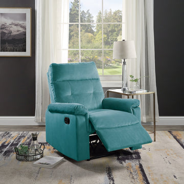 Luxurious Velvet Teal Blue Color Motion Recliner Chair teal blue-velvet-manual-handle-metal-primary