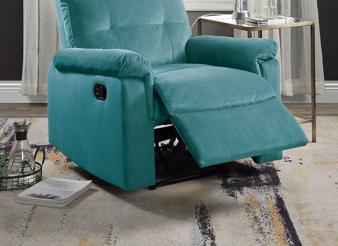 Luxurious Velvet Teal Blue Color Motion Recliner Chair teal blue-velvet-manual-handle-metal-primary