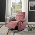 Luxurious Velvet Blush Pink Color Motion Recliner pink-velvet-manual-handle-metal-primary living