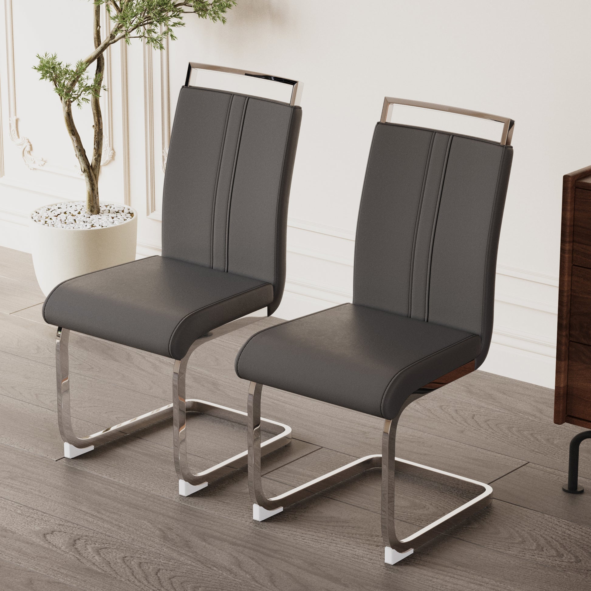 Modern Dining Chairs,Pu Faux Leather High Back -