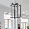 8 Lights Lantern Tiered Pendant Light Fixtures silver-farmhouse-iron