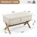 35 Inch Storage Ottoman, Button Tufted Ottoman