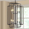 8 Lights Lantern Tiered Pendant Light Fixtures silver-farmhouse-iron