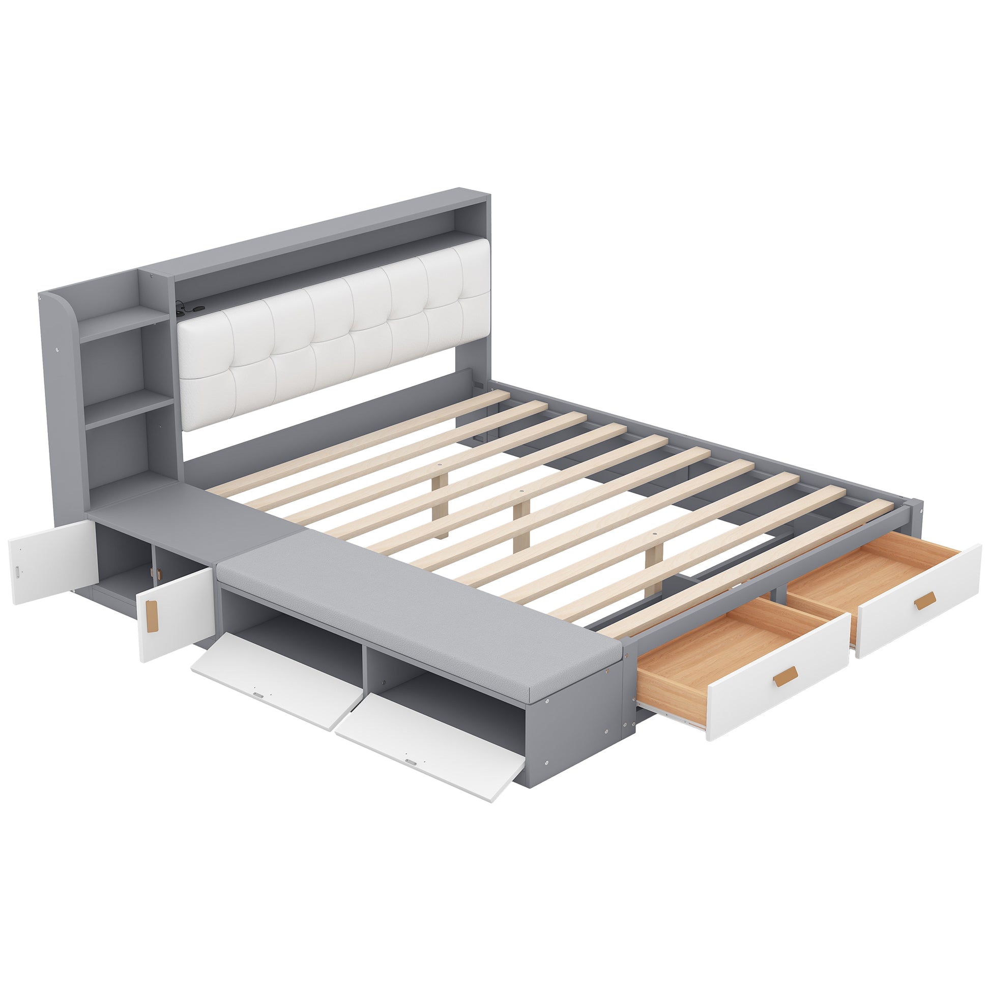 Queen Size Low Profile Platform Bed Frame With -