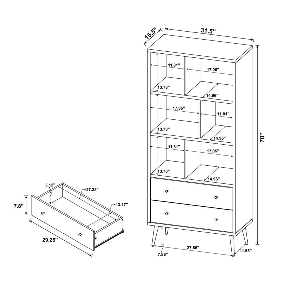 3 shelf Engineered Wood Bookcase with 2 Drawers