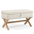 35 Inch Storage Ottoman, Button Tufted Ottoman