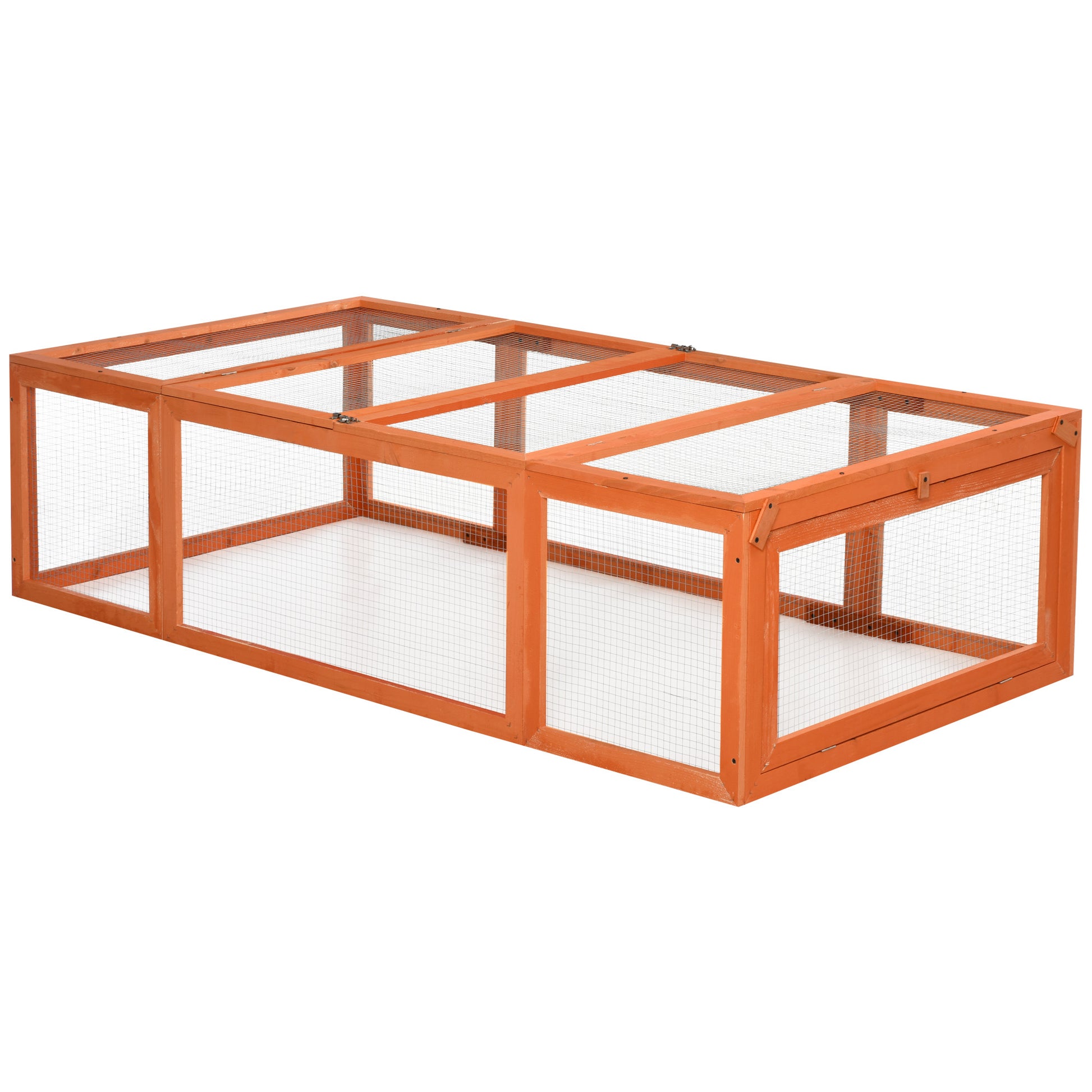 PawHut Large Wooden Rabbit Hutch Bunny Hutch Small orange-wood