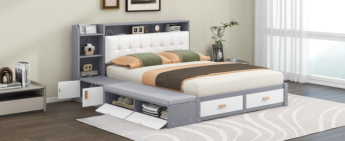 Queen Size Low Profile Platform Bed Frame With -