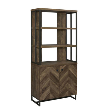 2 Door Bookcase in Rustic Oak Herringbone and